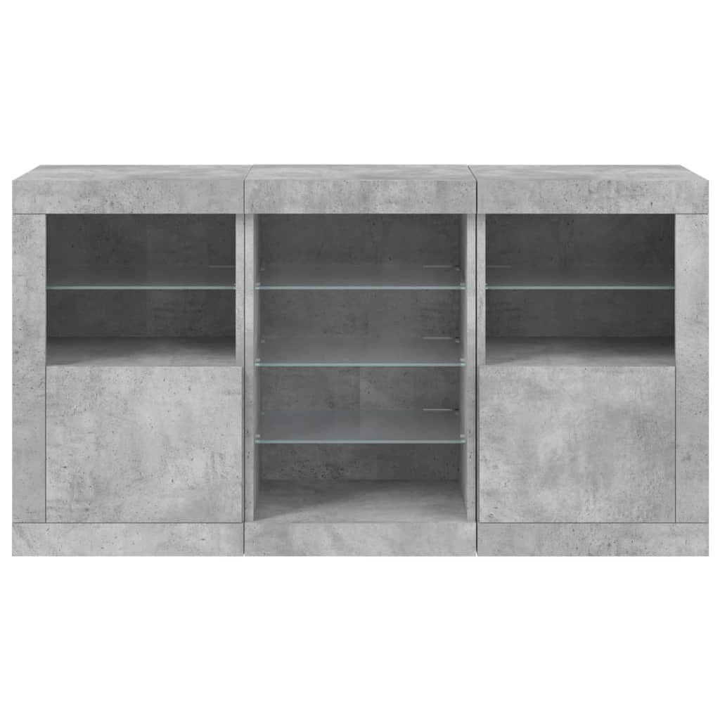 Sideboard mit LED-Leuchten Betongrau 123x37x67 cm