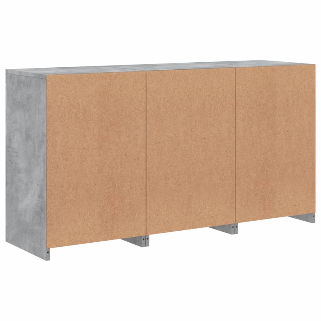 Sideboard mit LED-Leuchten Betongrau 123x37x67 cm