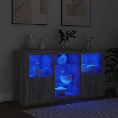 Sideboard mit LED-Leuchten Grau Sonoma 123x37x67 cm