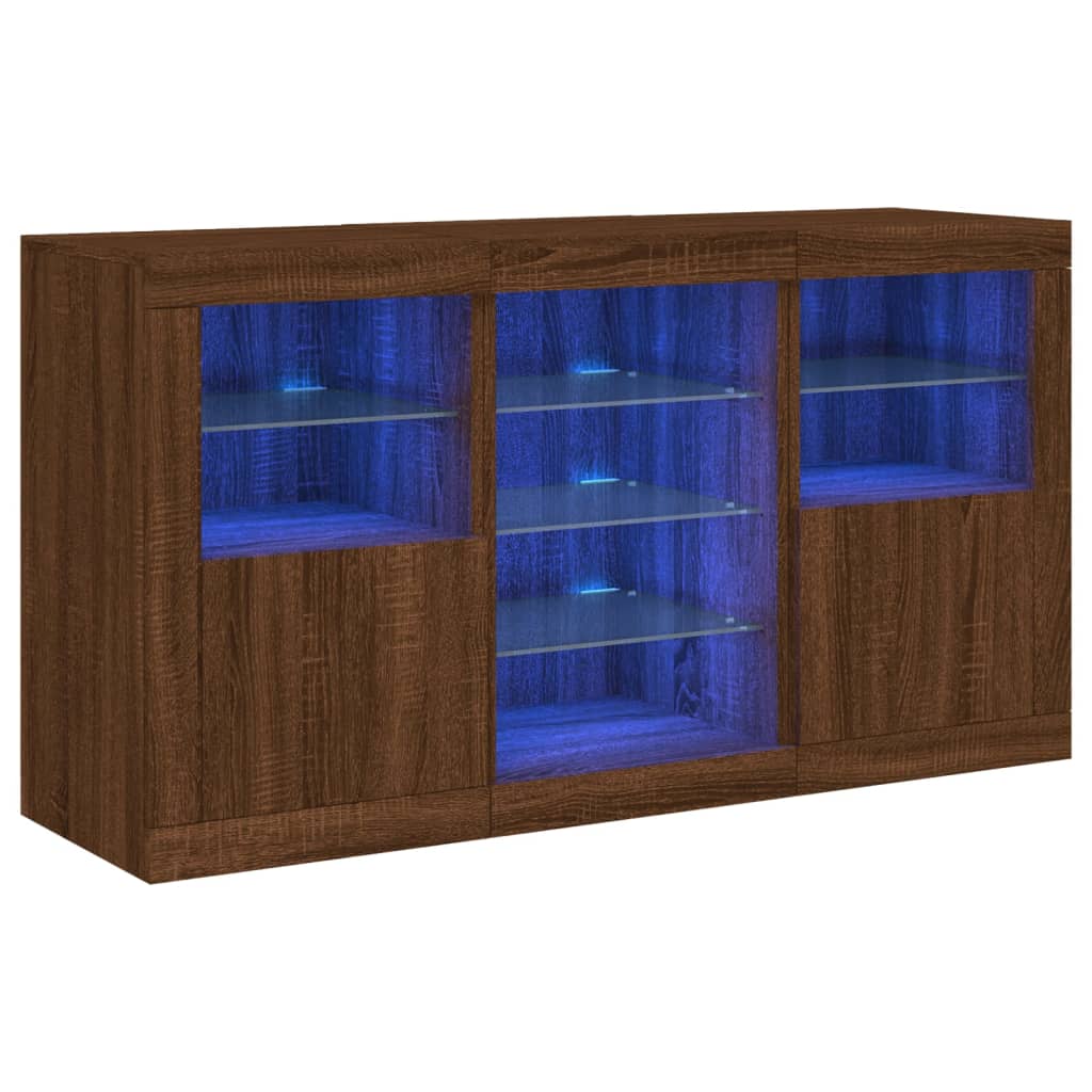 Sideboard mit LED-Leuchten Braun Eichen-Optik 123x37x67 cm