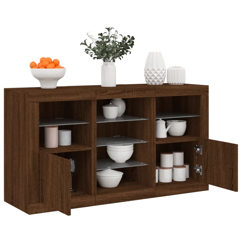 Sideboard mit LED-Leuchten Braun Eichen-Optik 123x37x67 cm