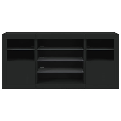 Sideboard mit LED-Leuchten Schwarz 142,5x37x67 cm