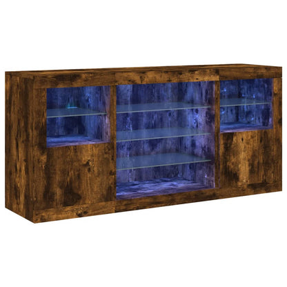 Sideboard mit LED-Leuchten Räuchereiche 142,5x37x67 cm