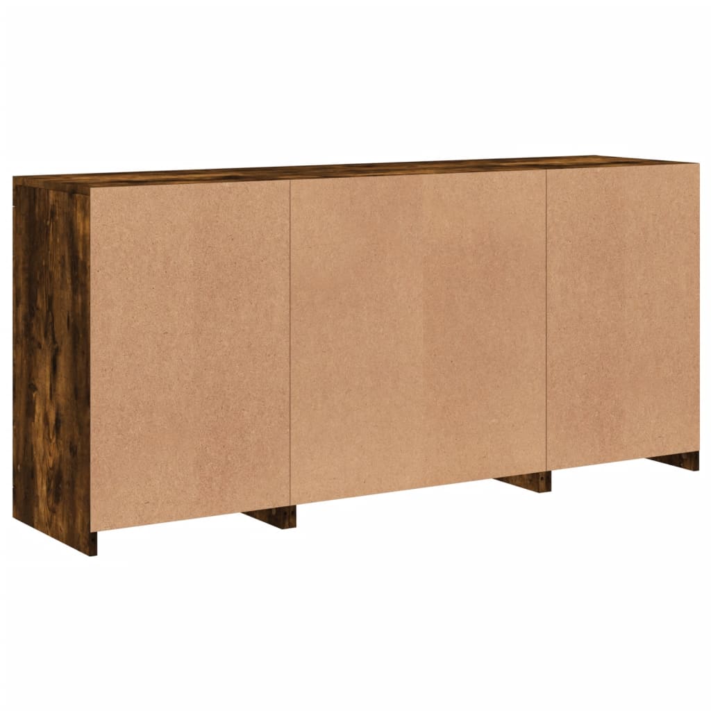 Sideboard mit LED-Leuchten Räuchereiche 142,5x37x67 cm