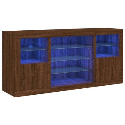 Sideboard mit LED-Leuchten Braun Eichen-Optik 142,5x37x67 cm