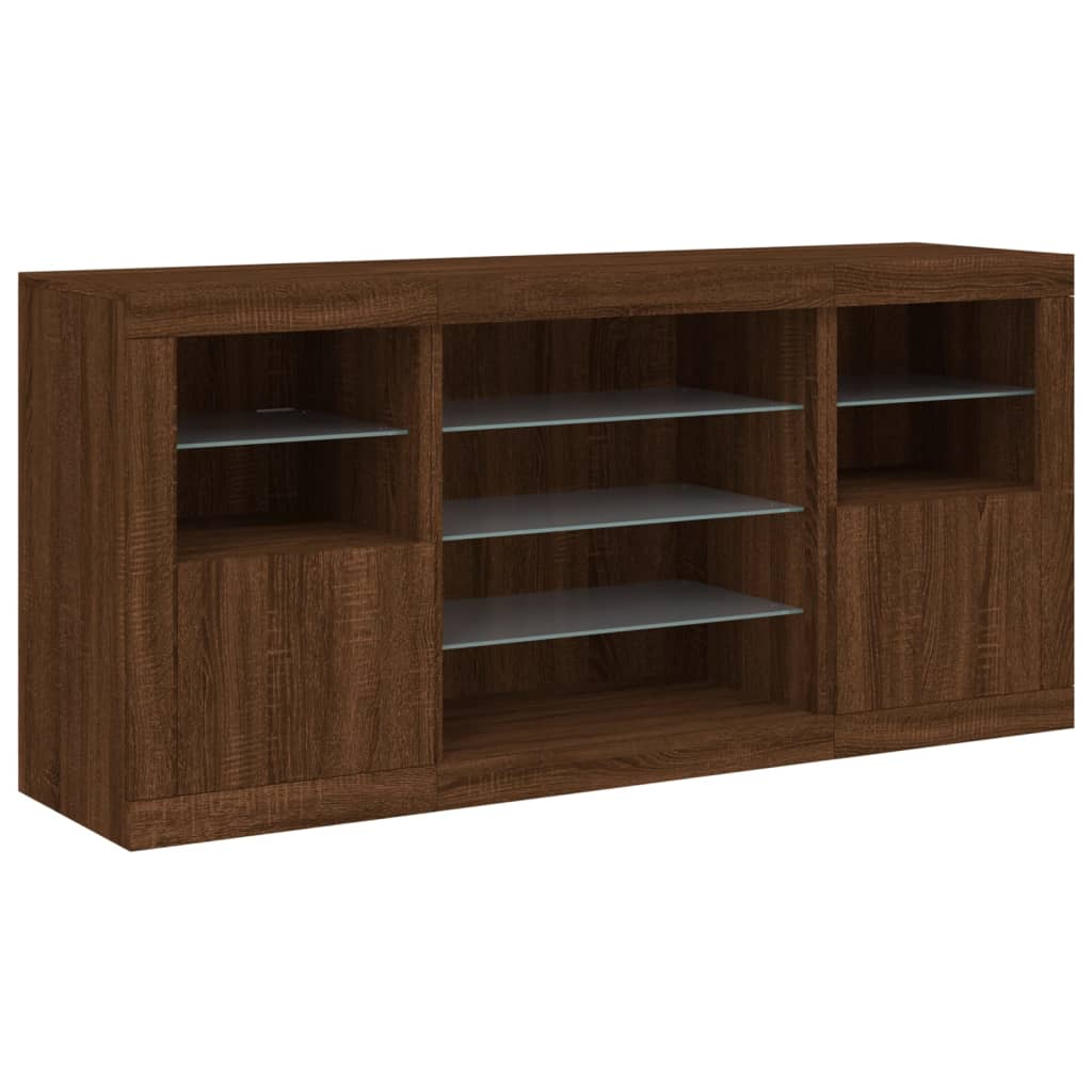 Sideboard mit LED-Leuchten Braun Eichen-Optik 142,5x37x67 cm