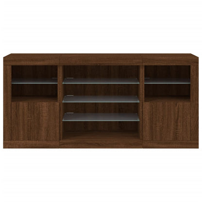 Sideboard mit LED-Leuchten Braun Eichen-Optik 142,5x37x67 cm