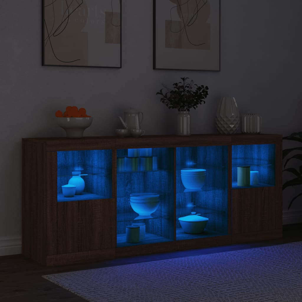 Sideboard mit LED-Leuchten Braun Eichen-Optik 163x37x67 cm