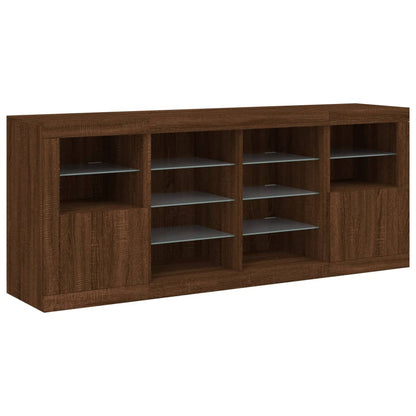 Sideboard mit LED-Leuchten Braun Eichen-Optik 163x37x67 cm