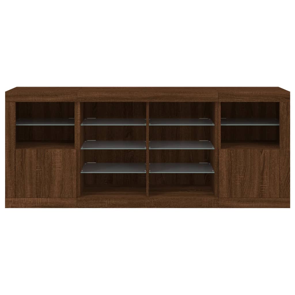 Sideboard mit LED-Leuchten Braun Eichen-Optik 163x37x67 cm