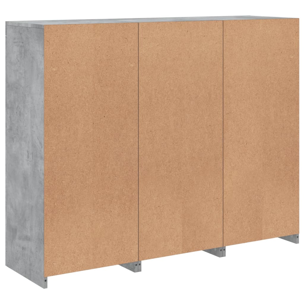 Sideboards mit LED-Leuchten 3 Stk. Betongrau Holzwerkstoff