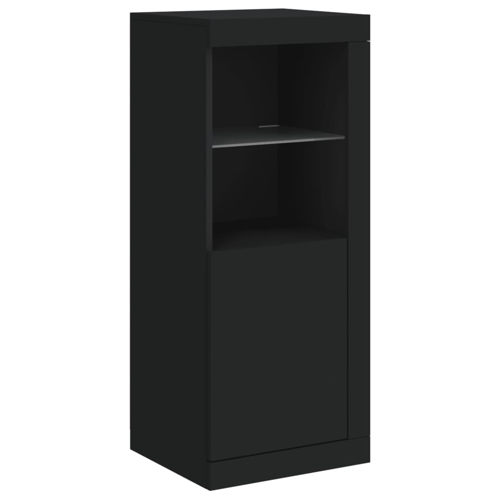 Sideboards mit LED-Leuchten 3 Stk. Schwarz Holzwerkstoff