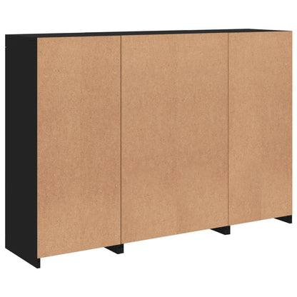 Sideboards mit LED-Leuchten 3 Stk. Schwarz Holzwerkstoff