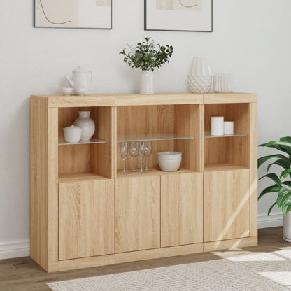 Sideboards mit LED-Leuchten 3 Stk. Sonoma-Eiche Holzwerkstoff