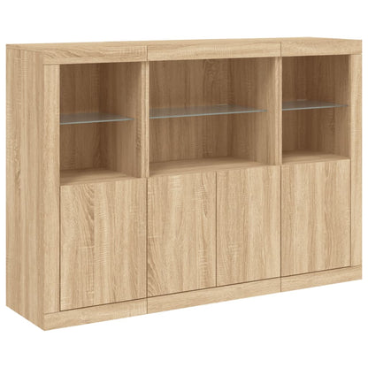 Sideboards mit LED-Leuchten 3 Stk. Sonoma-Eiche Holzwerkstoff