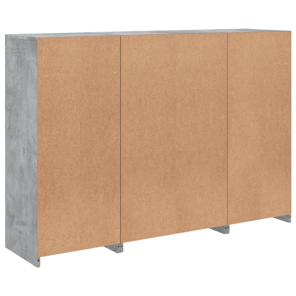 Sideboards mit LED-Leuchten 3 Stk. Betongrau Holzwerkstoff