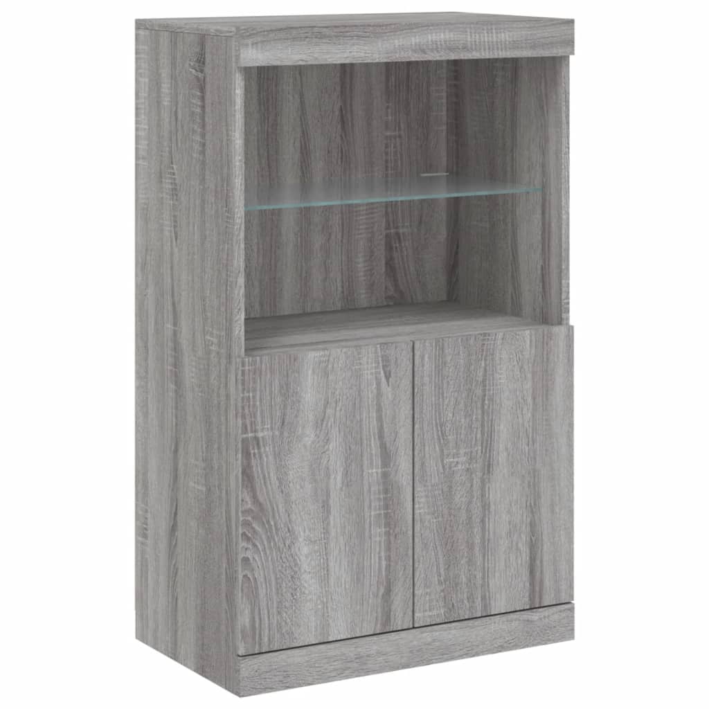 Sideboards mit LED-Leuchten 3 Stk. Grau Sonoma Holzwerkstoff