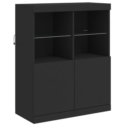 Sideboards mit LED-Leuchten 3 Stk. Schwarz Holzwerkstoff