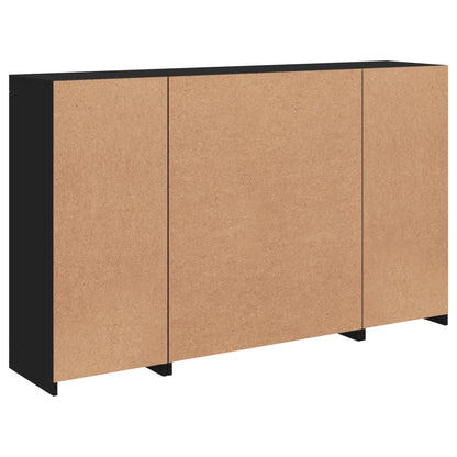 Sideboards mit LED-Leuchten 3 Stk. Schwarz Holzwerkstoff