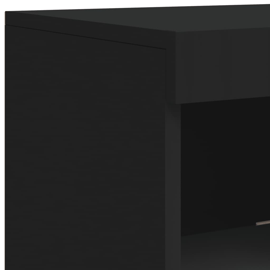 Sideboards mit LED-Leuchten 3 Stk. Schwarz Holzwerkstoff