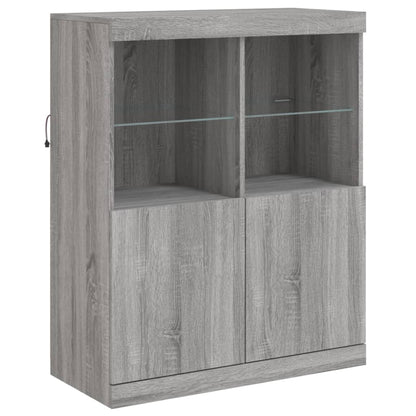 Sideboards mit LED-Leuchten 3 Stk. Grau Sonoma Holzwerkstoff