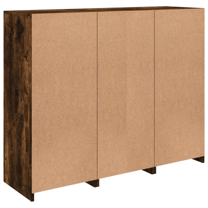 Sideboards mit LED-Leuchten 3 Stk. Räuchereiche Holzwerkstoff