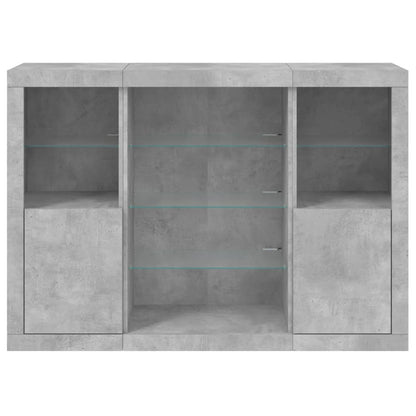 Sideboards mit LED-Leuchten 3 Stk. Betongrau Holzwerkstoff