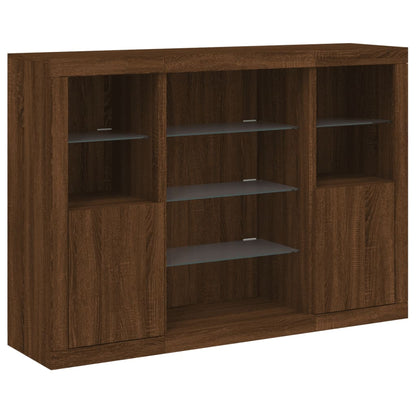 Sideboards mit LED-Leuchten 3 Stk. Braun Eichen-Optik