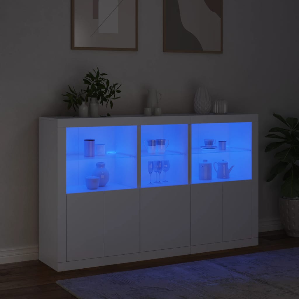 Sideboard mit LED-Leuchten Weiß 162x37x100 cm