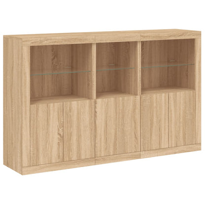 Sideboard mit LED-Leuchten Sonoma-Eiche 162x37x100 cm