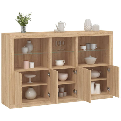 Sideboard mit LED-Leuchten Sonoma-Eiche 162x37x100 cm