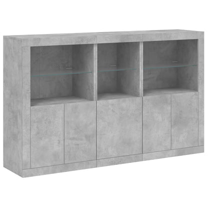 Sideboard mit LED-Leuchten Betongrau 162x37x100 cm