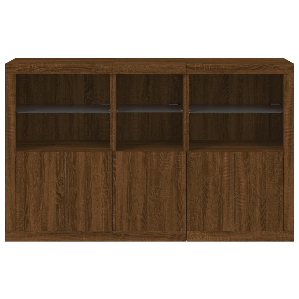 Sideboard mit LED-Leuchten Braun Eichen-Optik 162x37x100 cm