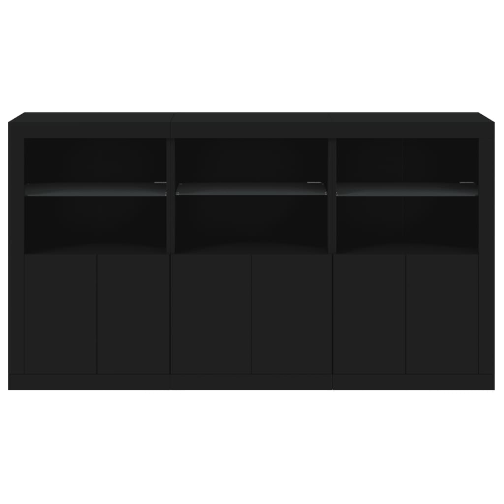 Sideboard mit LED-Leuchten Schwarz 181,5x37x100 cm