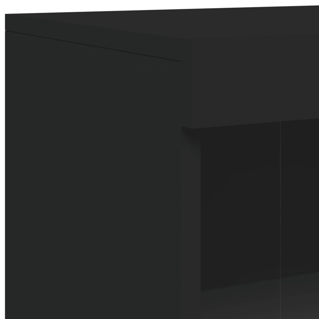 Sideboard mit LED-Leuchten Schwarz 181,5x37x100 cm