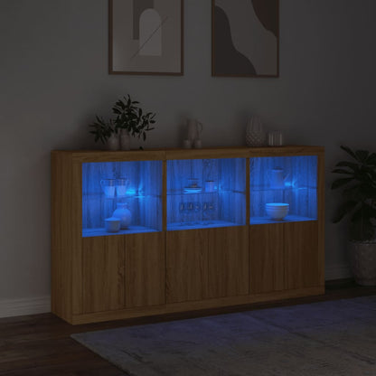 Sideboard mit LED-Leuchten Sonoma-Eiche 181,5x37x100 cm