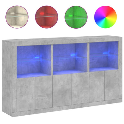 Sideboard mit LED-Leuchten Betongrau 181,5x37x100 cm