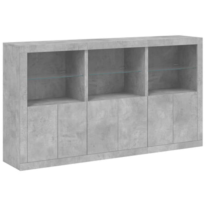 Sideboard mit LED-Leuchten Betongrau 181,5x37x100 cm