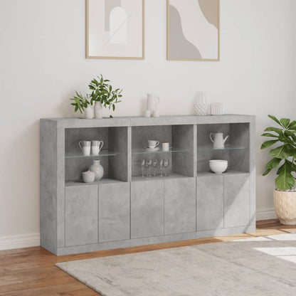 Sideboard mit LED-Leuchten Betongrau 181,5x37x100 cm