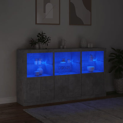 Sideboard mit LED-Leuchten Betongrau 181,5x37x100 cm