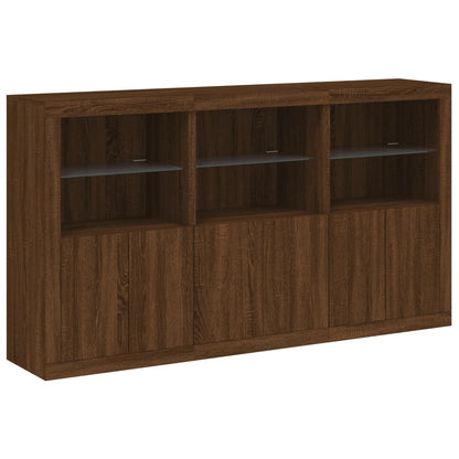 Sideboard mit LED-Leuchten Braun Eichen-Optik 181,5x37x100 cm