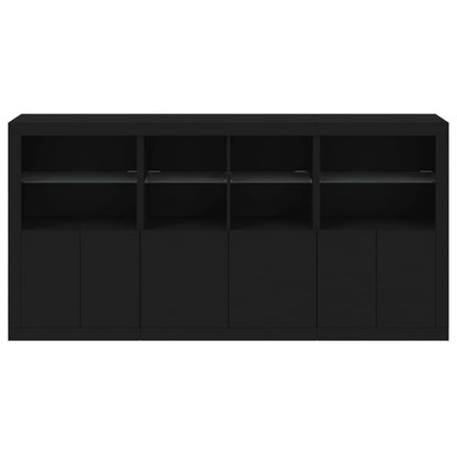 Sideboard mit LED-Leuchten Schwarz 202x37x100 cm