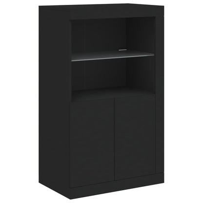 Sideboard mit LED-Leuchten Schwarz 202x37x100 cm