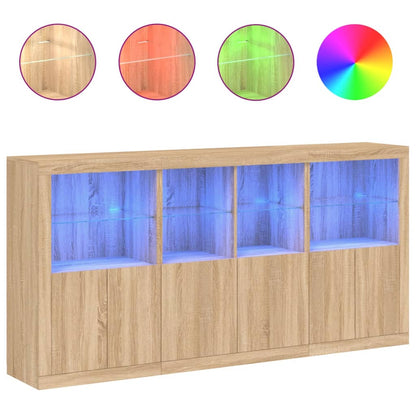 Sideboard mit LED-Leuchten Sonoma-Eiche 202x37x100 cm