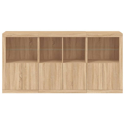 Sideboard mit LED-Leuchten Sonoma-Eiche 202x37x100 cm