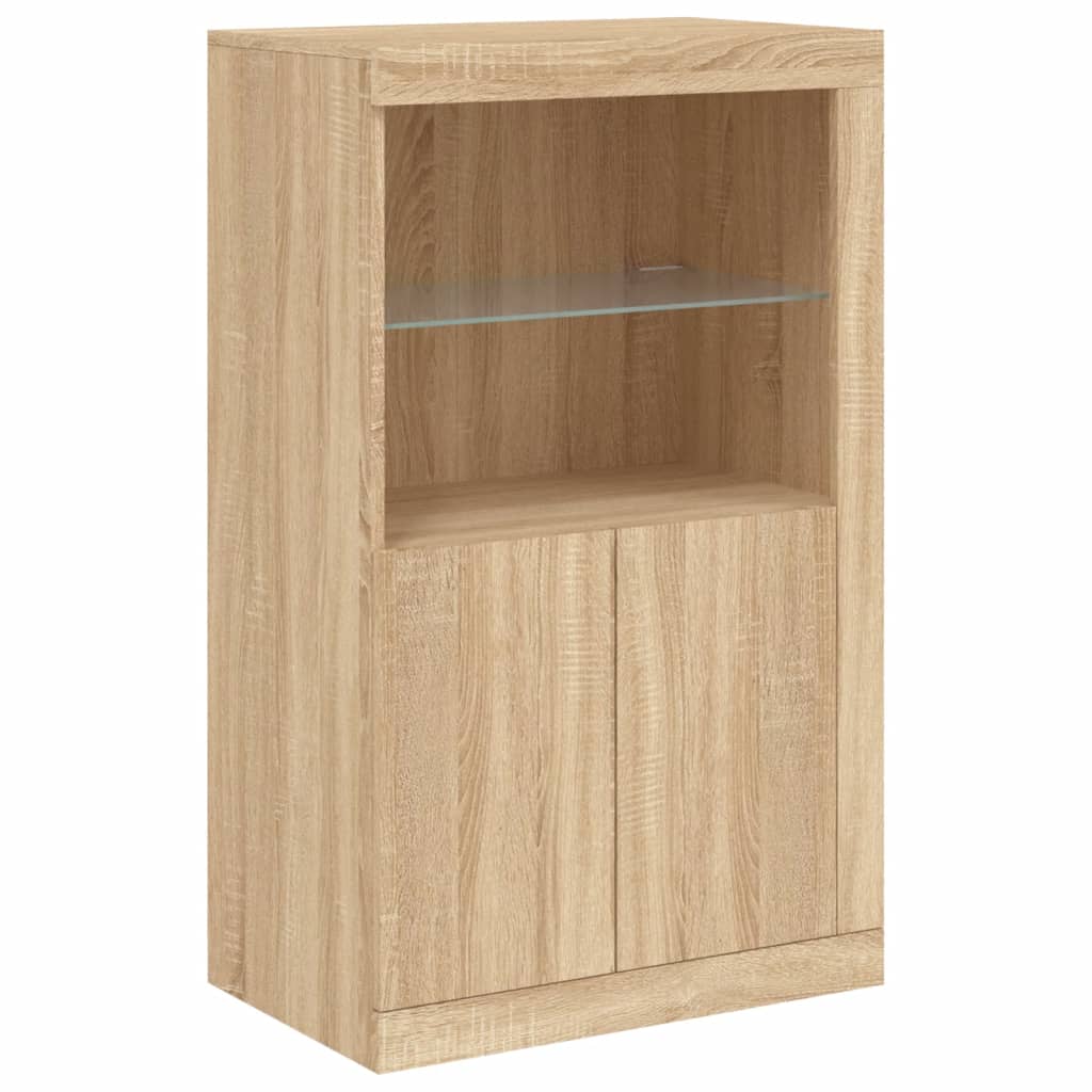 Sideboard mit LED-Leuchten Sonoma-Eiche 202x37x100 cm