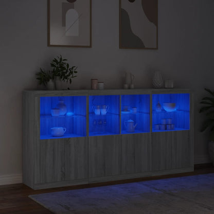 Sideboard mit LED-Leuchten Grau Sonoma 202x37x100 cm