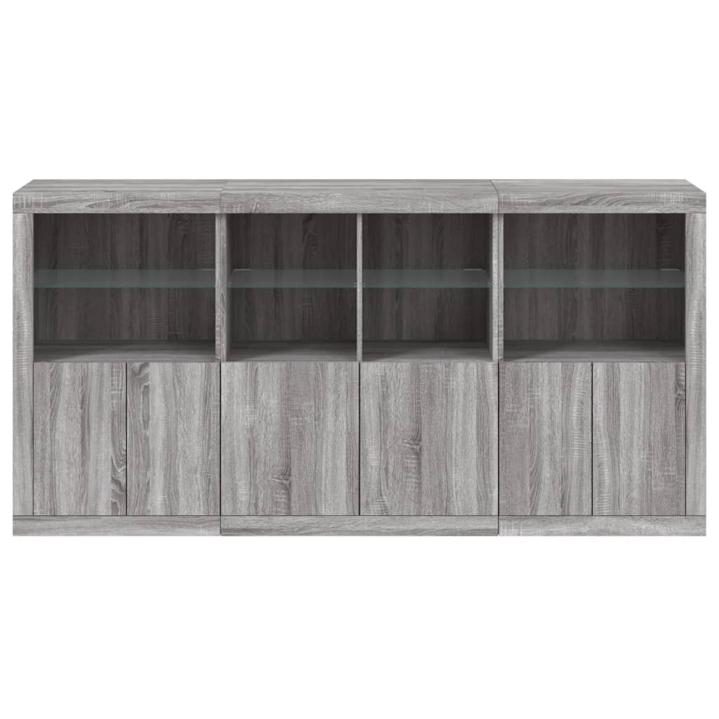 Sideboard mit LED-Leuchten Grau Sonoma 202x37x100 cm