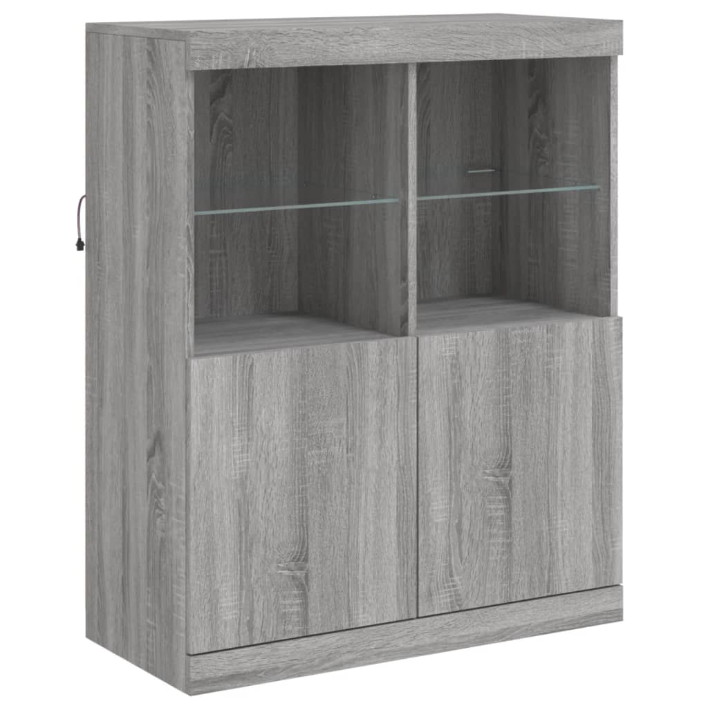 Sideboard mit LED-Leuchten Grau Sonoma 202x37x100 cm