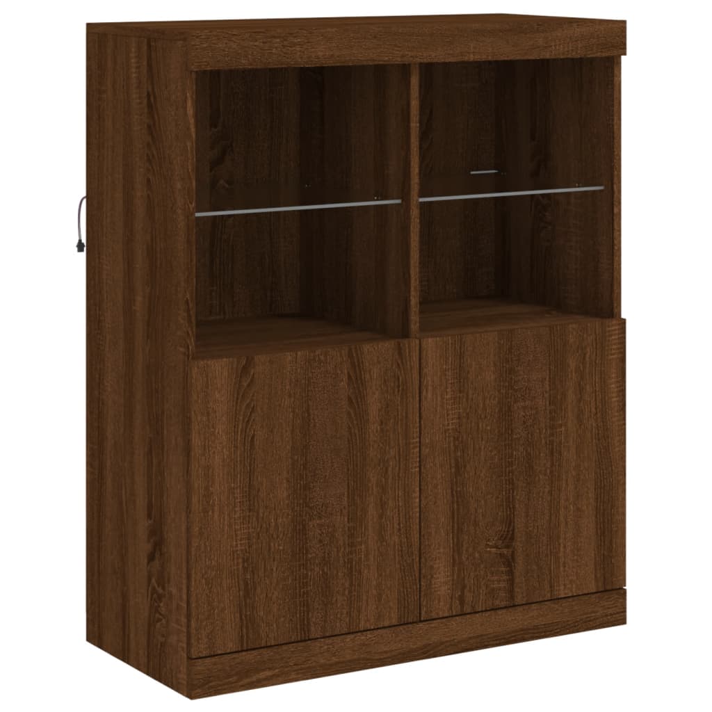 Sideboard mit LED-Leuchten Braun Eichen-Optik 202x37x100 cm